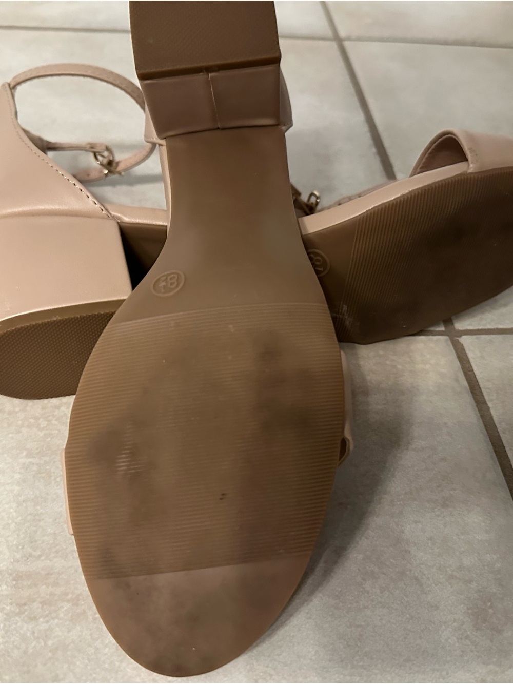 Madden Girl Nude/Tan Ankle-Strap Block Heel Sandals - Picture 2 of 2